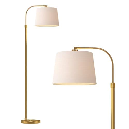 Oneach 62" Gold Floor Lamp for Living Rooms Tall Arc Standing Lamps for Bedrooms Industrial Corner Nursery Girls Kid Vintage Mid-Century Modern Reading Light Office Antique Brass Shade Lantern - Image 1