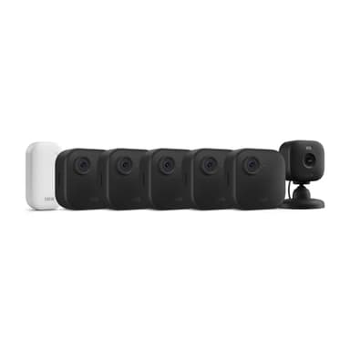 Blink Outdoor 4 + Mini 2 – Wireless smart security camera, two-year battery life, 1080p HD day and infrared night live view. Sync Module Core included – 5 camera system + Mini 2 (Black) - Image 1