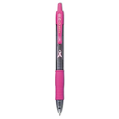 PILOT G2 Premium Pink Ribbon Retractable Gel Roller Ball Pen, Fine Point, Black Ink, 12-Pack (31332) - Image 1