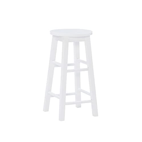 Linon Zeke White 24" Counter Stool with Round Seat - Image 1