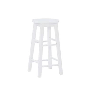 Linon Zeke White 24" Counter Stool with Round Seat - Image 1