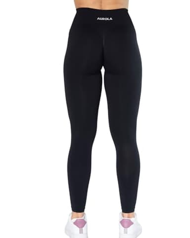 AUROLA Dream Collection Workout Leggings for Women High Waist Seamless Scrunch Athletic Running Gym Fitness Active Pants Dark Black S - Image 5