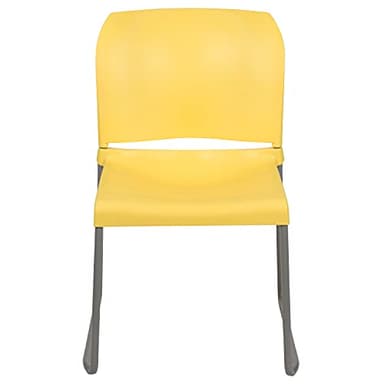 Flash Furniture HERCULES Series 5 Pack 880 lb. Capacity Yellow Full Back Contoured Stack Chair with Gray Powder Coated Sled Base - Image 10