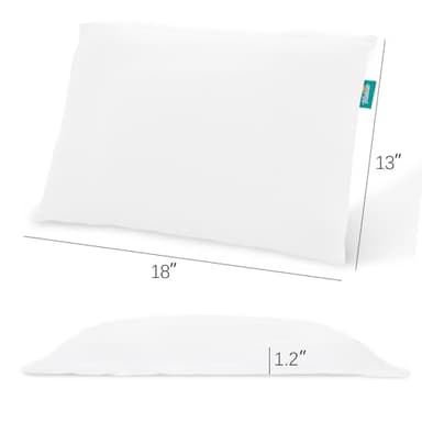 Thin Toddler Pillow with Pillowcase 13” x 18” X 1.2”, Small Kid Pillows for Sleeping, Machine Washable Soft Travel Pillow, Toddler Use Only, Age 2, White - Image 2