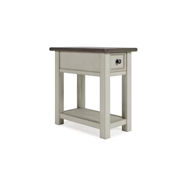 Signature Design by Ashley Bolanburg | Farmhouse Chair-Side End Table – USB Charging Ports, Drawer, Two-Tone Light Brown & Whitewash - Image 1