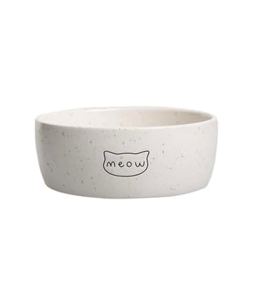 Pearhead Ceramic Meow Cat Bowl, Holds 1.3 Cups, Whisker-Friendly Pet Dish for Food and Water, Microwave and Dishwasher Safe, Small - Image 1