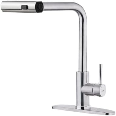 Ibergrif Waterfall Kitchen Faucet with Pull Down Sprayer, Kitchen Sink Faucet 3 Water Outlet Modes, Single Handle, Brushed Nickel, 360° Swivel, Stainless Steel Kitchen Faucets for RV, Bar, Farmhouse - Image 2