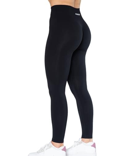 AUROLA Dream Collection Workout Leggings for Women High Waist Seamless Scrunch Athletic Running Gym Fitness Active Pants Dark Black S - Image 1