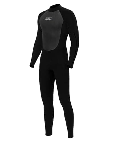 KMT Wetsuit for Men, Mens 3/2mm Wetsuits Full Ultraflex Wet Suits Back Zip Keep Warm in Cold Water High-Elasticity CR, Black Medium Tall - Image 1