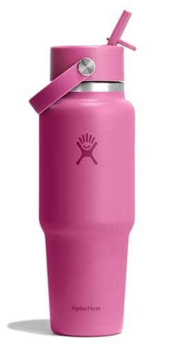 Hydro Flask Travel Water Bottle - Insulated Stainless Steel - Wide Straw Lid, Non Spill, Leakproof in 32 Oz Reef Pink - Image 1