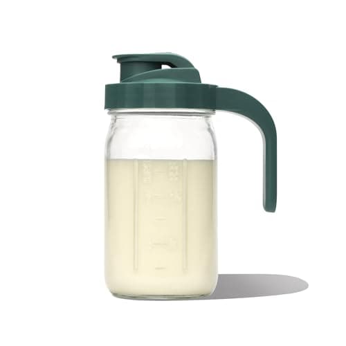 Willow - Glass Breastmilk Pitcher - Dishwasher Safe - 32oz Capacity - Wide Mouth Jar for Easy Transfer & Cleaning - Easy Pour Spout into Bottles or Breast Milk Storage Bags - Breastfeeding Essentials - Image 1