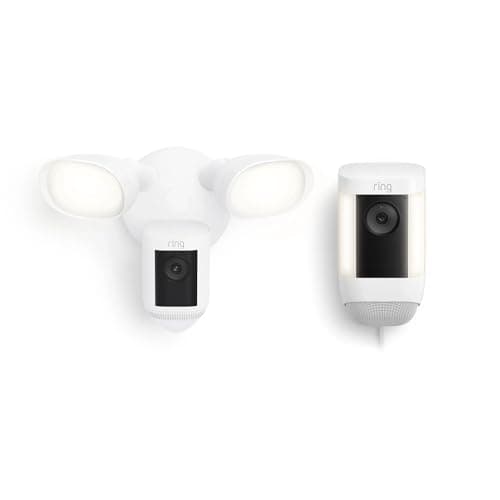 Ring Floodlight Cam Pro with Ring Spotlight Cam Pro, Plug-In White - Image 1