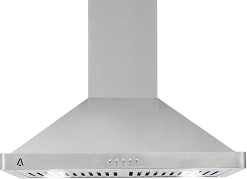 JustSmart Range Hood 30 Inch, Wall Mount Hood Vents for Kitchen, Stainless Steel Stove Kitchen Hood, 400CFM, Button Controls, 3-Speed Exhaust Fan, LED Lights, Reusable Baffle Filters, Silver - Image 1