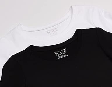 The Children's Place baby girls And Toddler Long Sleeve Basic Layering T-shirt T Shirt, Black/White 2 Pack, 2T US - Image 2