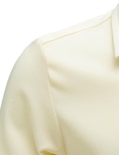 AOTIK Boys Stretch Wrinkle Free Dress Shirts Button Down Shirt Long Sleeve Formal School Uniform Shirts 12 Beige - Image 4