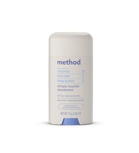Method Deodorant, Simply Nourish, Coconut, Rice Milk + Shea Butter notes, 24 Hour Odor Protection, 2.65 oz - Image 1