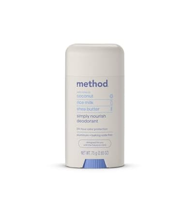 Method Deodorant, Simply Nourish, Coconut, Rice Milk + Shea Butter notes, 24 Hour Odor Protection, 2.65 oz - Image 1