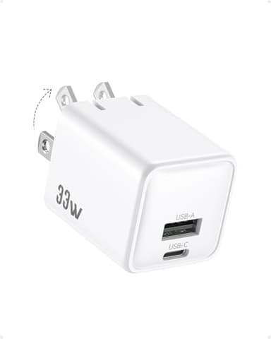 USB C Wall Charger Block 33W, Dual Port GaN PD3.0 Power Adapter Fast Type C Charging Block Foldable Plug Compatible with iPhone 17/Pro/Pro Max/17 Air/16/16 Plus/15/14/13/12, Galaxy, iPad, Airpods - Image 1