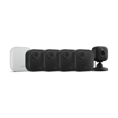 Blink Outdoor 4 XR + Mini 2 — Wireless and plug-in security cameras, motion detection, extended range. Sync Module XR included — 4 camera system + Mini 2 (Black) - Image 1