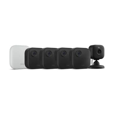 Blink Outdoor 4 XR + Mini 2 — Wireless and plug-in security cameras, motion detection, extended range. Sync Module XR included — 4 camera system + Mini 2 (Black) - Image 1