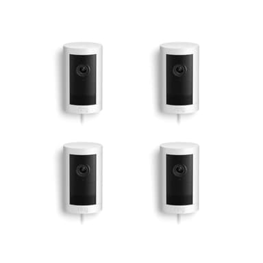 Introducing Ring Outdoor Cam Plus, Plug-In — Wide-Angle 2K Video with Ring Vision, Low-Light Sight for full-color night vision, Mount-anywhere versatility, 4-Pack, White - Image 1