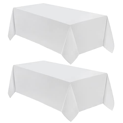 VidaFete Tablecloth 90 * 156inch 2pack Rectangle Table Cloth Polyester, Stain Wrinkle Resistant Dining Table Cover for Kitchen Dinning Party Wedding Rectangular Tabletop Buffet Decoration(White) - Image 1