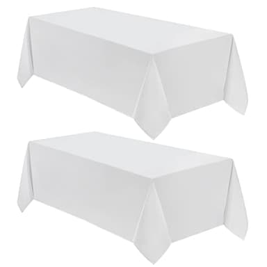 VidaFete Tablecloth 90 * 156inch 2pack Rectangle Table Cloth Polyester, Stain Wrinkle Resistant Dining Table Cover for Kitchen Dinning Party Wedding Rectangular Tabletop Buffet Decoration(White) - Image 1