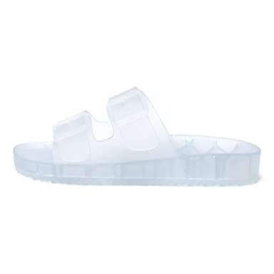 FUNKYMONKEY Women's Slides Sandals Dream Jelly Color Adjustable Double Buckle Adjustable Plastic Flat Sandals (9 M US, TRANSPARENT/MKLS) - Image 2