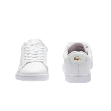 Lacoste Women's Hydez Leather Sneaker, White/Gold, 7.5 - Image 2