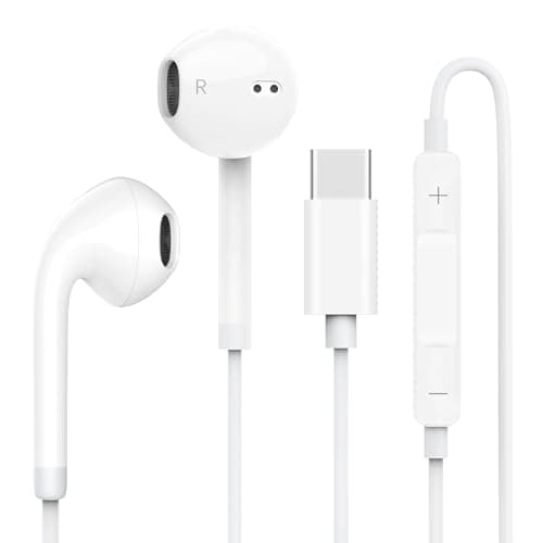 USB C Headphones for iPhone 17 16 15, Wired Headphones USBC for iPad Pro Air Mini, iPad 10th, MacBook, Type C Earbuds for Samsung, Google Pxiel, Earphones for Lenovo, Dell, Microphone, Volume Control - Image 1