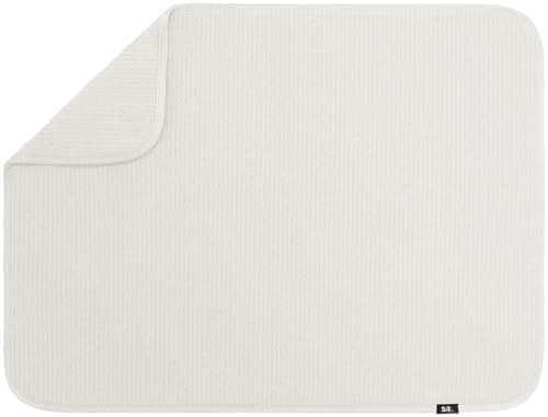 S&T INC. Dish Drying Mat XL, 18” x 24”, Absorbent Microfiber Kitchen Counter Mat, Dish Drying Pad for Dishes, Utensils, Pots and Pans, Extra Large, Cream - Image 1