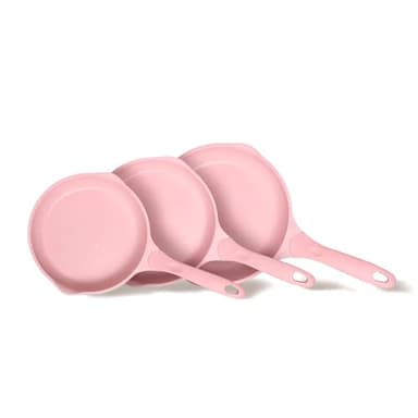 JEETEE Nonstick Frying Pans Set, Skillets Set 3 Pcs, 8" 9.5" 11" Granite Non-Stick Frying pan, Cookware Set with Bakelite Handle, Compatible with All Stovetops (Gas, Electric & Induction), Pink - Image 1