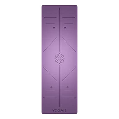 YOGATI Yoga Mat with Alignment Lines. Exercise mat with carry strap. Pilates mats for yoga or Fitness. Non slip Workout Mat. Thick Yoga Mats for women and men. Gym mats for home. Yoga matt thick. - Image 2