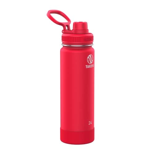 Takeya Actives Water Bottle with Spout Lid - Bottle with Double Stainless Steel Insulation - Dishwasher Safe & BPA-Free - Bottle with Spout Lid & Removable Bumper - 24 oz, Watermelon - Image 1