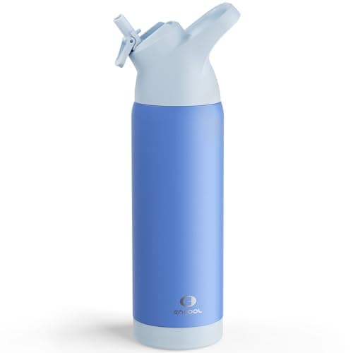 Insulated Water Bottle with Straw - Encool Stainless Steel Water Bottle, Reusable Leakproof and BPA-Free for Sports, Travel, Cold for 24 Hours, 24 oz, Ocean - Image 1