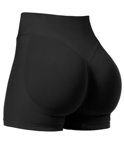 VOYJOY Women Workout Impact Shorts 2.5"/ 3.6"/ 4.5"/ 6" Scrunch Butt Lifting Gym Seamless Booty Biker Shorts Black - Image 1
