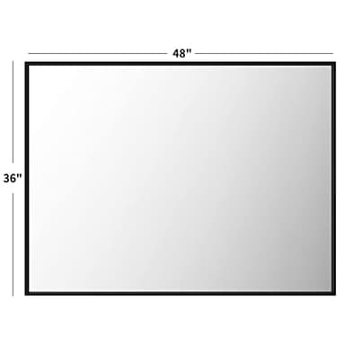 LOAAO 48"X36" Black Rectangle Bathroom Mirror Wall, Matte Black Aluminum Alloy Frame, Tempered Glass, Hangs Vertically or Horizontally, Easy to Install - Image 2