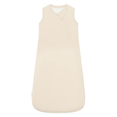 HAPIU Unisex Rayon Made from Bamboo Baby Sleep Sack TOG 1.0, 2-Way Zipper YKK, Wearable Blanket Baby, 0-6 Months,Oat - Image 1