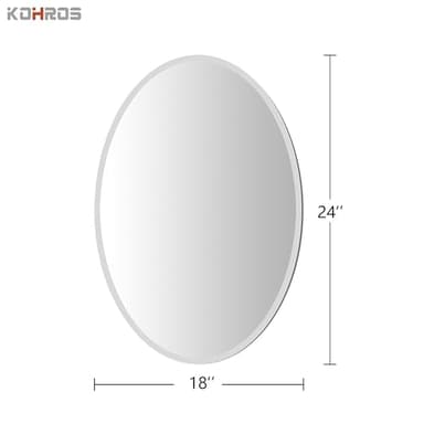 KOHROS Bathroom Mirrors for Over Sink - Oval Frameless Mirror - Beveled Polished Wall Mirror for Bathroom, Vanity, Bedroom (18" W x 24" H Oval) - Image 2