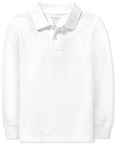 The Children's Place boys Long Sleeve Pique polo shirts, White Single, XX-Large US - Image 1