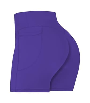 Sunzel Women's No Front Seam Biker Shorts with Pockets, High Waist Tummy Control Yoga Workout Gym Bike Shorts 5" Inseam Navy Blue Medium - Image 1