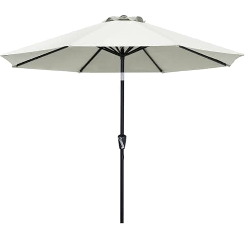 ABCCANOPY 11FT Patio Umbrella, Outdoor Waterproof Table Umbrella with Push Button Tilt and Crank, 8 Ribs UV Protection Pool Umbrella for Garden, Lawn, Deck & Backyard (Light Beige) - Image 1