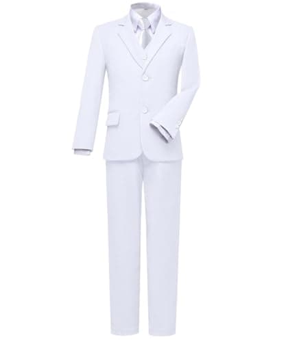 Visaccy White Suit for Boys Graduation Suits for Kids Outfit Communion Dresses Size 10 - Image 1