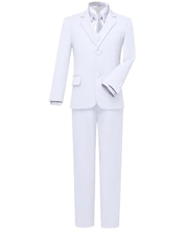 Visaccy White Suit for Boys Graduation Suits for Kids Outfit Communion Dresses Size 10 - Image 1