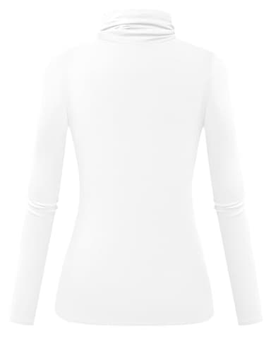 Herou Women's Long Sleeve Lightweight Soft Pullover Turtleneck Tops Shirts White X-Large - Image 2
