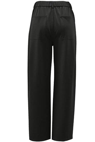Arach&Cloz 2025 Women's Stretch Wrinkle Free Black Wide Leg Trousers Business Casual High Elastic Waisted Loose Palazzo Pants Button Down Zipper Comfy Slacks with 4 Pockets L - Image 3