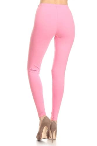 Leggings Depot Women's Cotton Spandex Leggings, Full Length, Rose, X-Large - Image 3