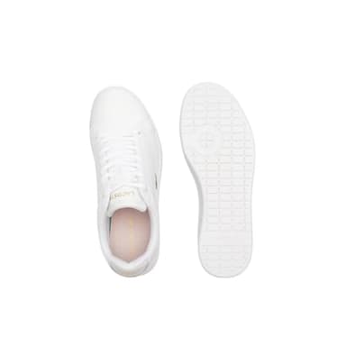 Lacoste Women's Hydez Leather Sneaker, White/Gold, 7.5 - Image 4