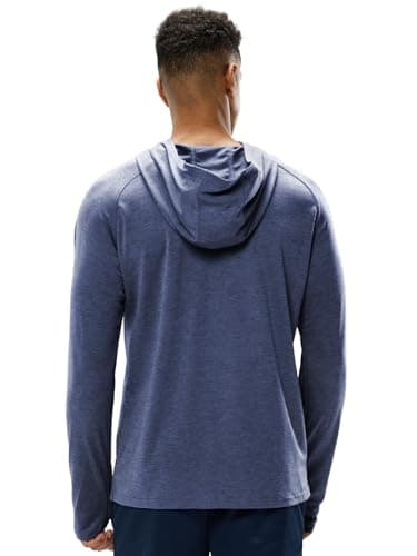 MIER Men's UPF 50+ Sun Protection Hoodie Long Sleeve SPF Fishing Hiking Quick Dry Running Thumbhole UV Shirts Lightweight, Blue Heather, XL - Image 6