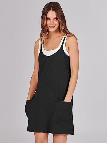 Caracilia Womens Summer Mini Dress 2025 Casual Sleeveless Built in Shapewear Sundress Trendy Short Tennis Athletic Outfits Black Medium - Image 8